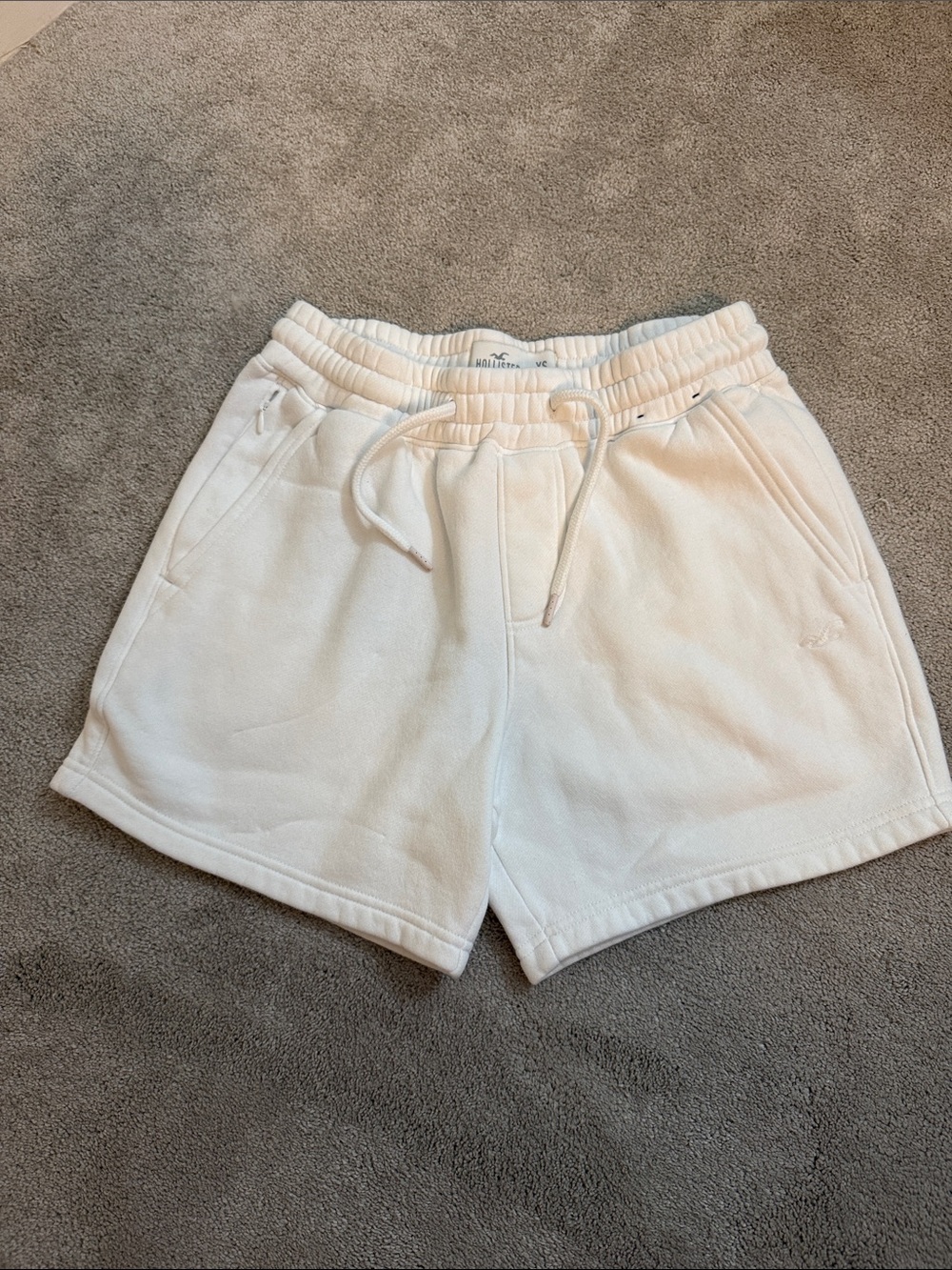 Hollister White Feel Good Mid-Thigh Fleece Drawstring Athletic Shorts XS